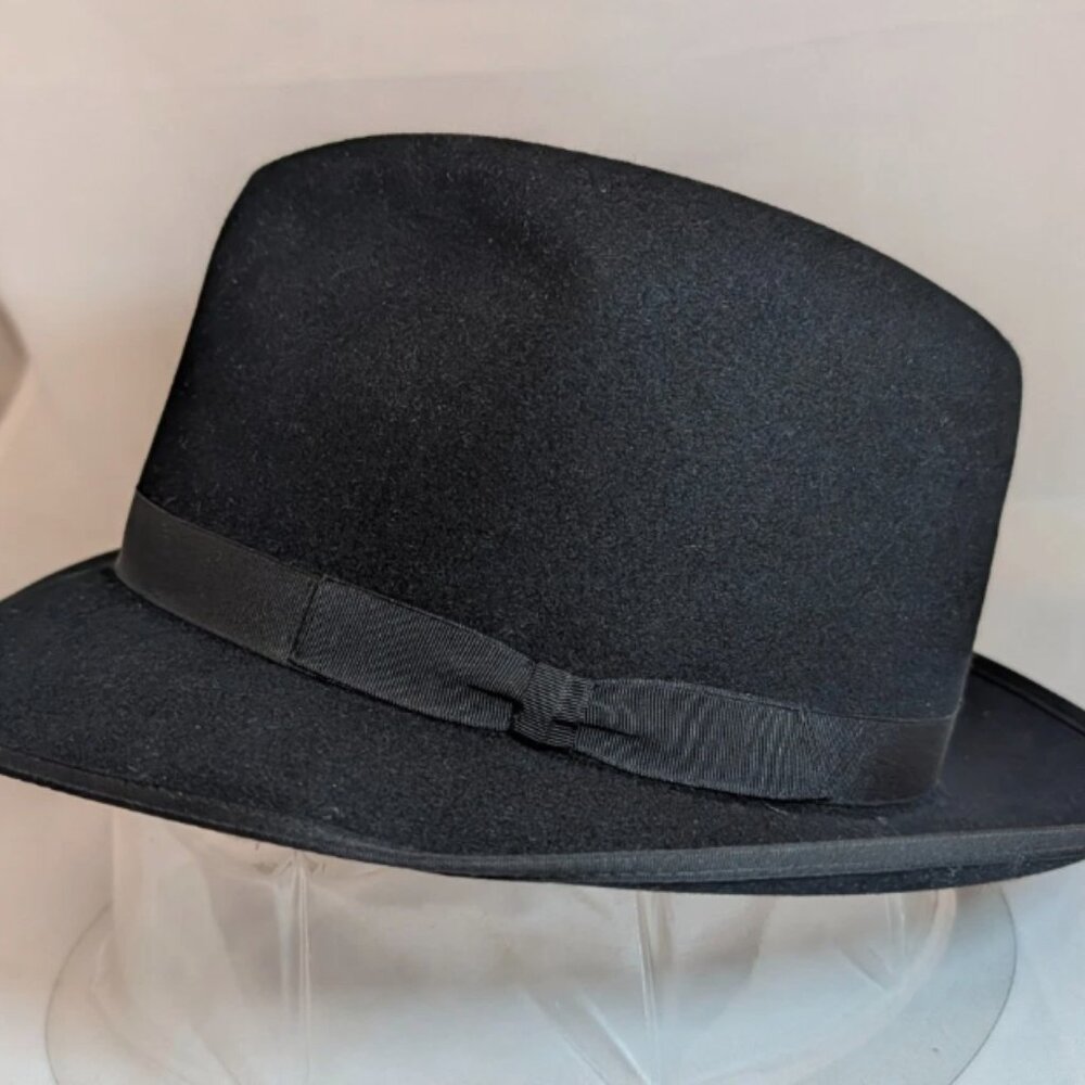 RARE 50's Echter Borsalino Black Fedora - Punti Size 5 (normally a 57 fits 56)